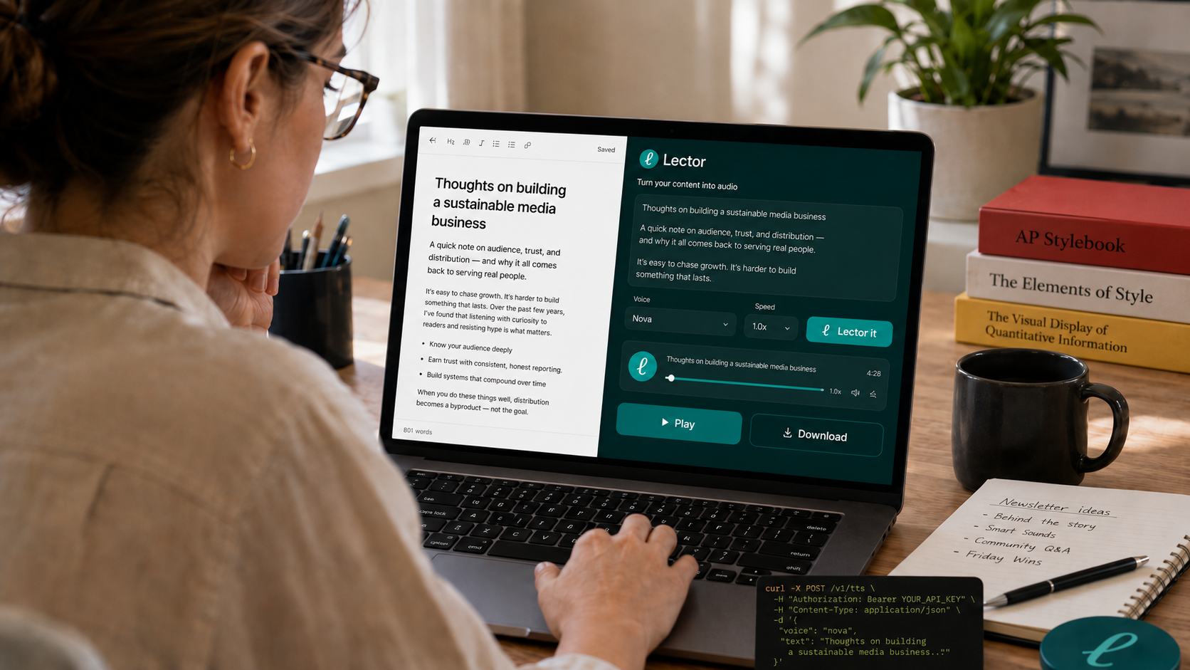 Publisher using Lector to turn written content into audio